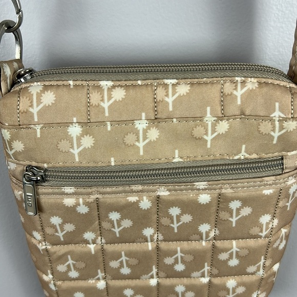 Lug Skipper Casual Travel Shoulder Pouch Orchard Print Crossbody Bag Sand Taupe - Picture 6 of 15